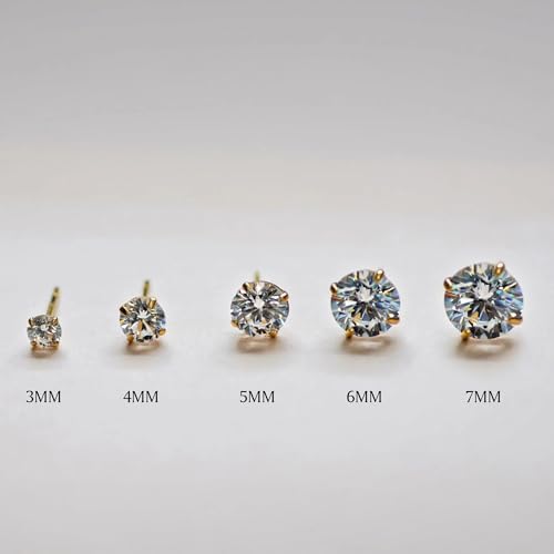 925 Sterling Silver Earrings, Cubic Zirconia Stud Earrings, Diamond Stud Earrings for Women - color: Silver-3mm,4mm,5mm,6mm,7mm