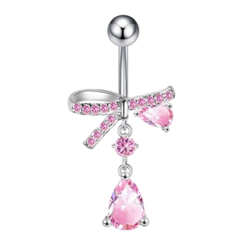 COLORFUL BLING 14G Dangle Butterfly Belly Button Rings,Stainless Steel Belly Rings,925 Sterling Silver CZ Opal Belly Body Piercing Jewelry for Women - color: H