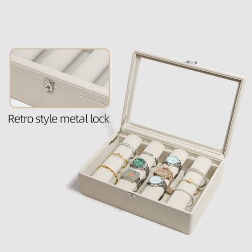 Bracelet Holder Rods Bangles Box Organizer Display | Glass Lid Jewelry Boxes for Women with 4 Velvet Rods
