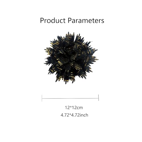 12cm Holiday Handmade Fabric Flower Brooch Pin for Women Girls Fashion Gold Thread Stripes Peony Brooches Lapel Hair Pins Dainty Anniversary Wedding Festival Dress Accessories Gift - color: Black