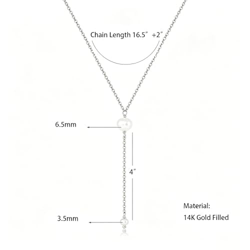 Pearl Necklace for Women, Dainty Pearls Choker Necklace for Women 14K Gold Plated Layered Pendant Necklace Handmade Gold Chain Necklace Everyday Jewelry Gift - color: Y Two Pearls-Silver
