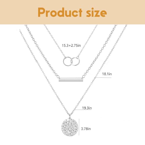Necklace for Women with Circle and Bar Pendants Layered Jewelry Versatile Design - color: buckle