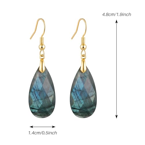 SELOVO Teardrop Fishhook Dangle Drop Earrings for Women Crystal Earring - color: Grayish blue-Gold Color Hook