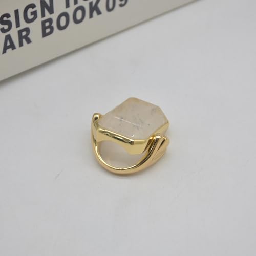 OIDIMS Natural Stone Cocktail Ring for Women Charms Gemstone Dainty Gold-Tone-Tone Band Wedding Engagement Statement Rings Comfort Fit Jewelry for Her Girlfriend Size 8