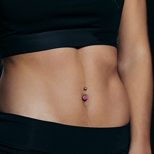Belly Button Piercing Ring 14 Gauge Surgical Steel - color: ROSE GOLD AB GEMS