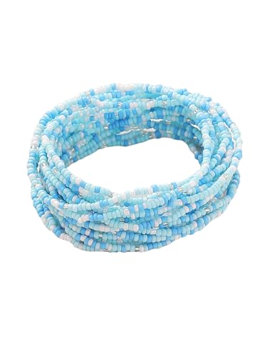 18Pcs Handmade Bohemian Multilayer Colorful Seed Beaded Stretch Stackable Bracelet Anklets Women's Summer Beach Vacation Jewelry Party Gift - color: blue