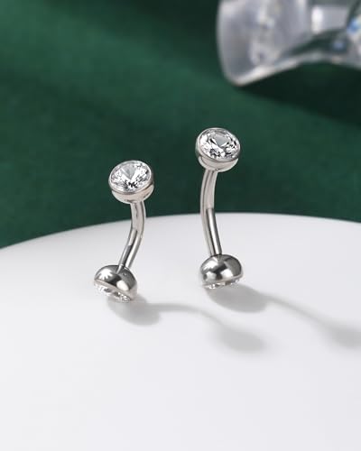 Cute Titanium Rook Earrings 16g Silver Surgical Steel Rook Piercing Jewelry 6mm 8mm Eyebrow Rings Eyebrow Barbell Threaded Dainty Rook Bar Nickel Free - size: 8mm