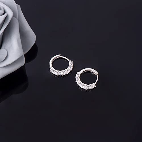 JSGEMSLEE Hypoallergenic Cubic Zirconia Hoop Earrings for Women 925 Sterling Silver Huggie Hoops Earrings CZ Earrings Jewelry Gifts - color: 16mm Hoop