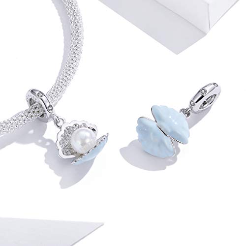 Animal Charms for Bracelets 925 Sterling Silver Bead Charms Bee Butterfly Fox Charm Fits Bracelets and Necklaces Cute Charms for Women - color: White Pearl