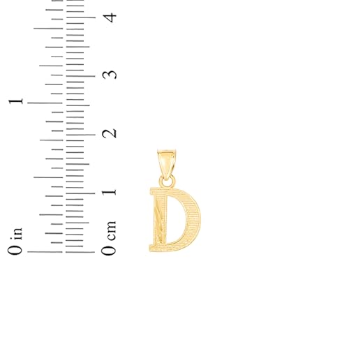 Floreo 10k Yellow Gold 0.45" Personalized Lighting Alphabet Letter A - Z Initial Charm Pendant with optional Extendable Chain Necklace - size: Pendant Only, style: - D -