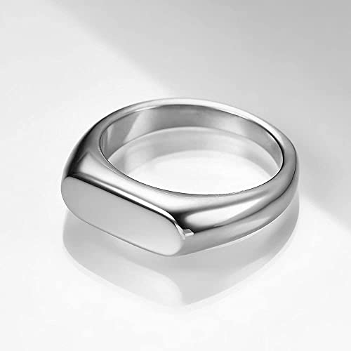 VQYSKO 14K Gold Plated Signet Ring | Statement Band Jewelry for Women - color: Silver
