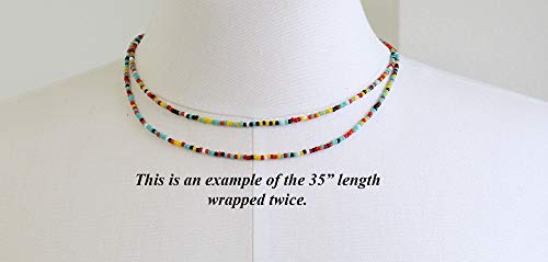 Kathy Bankston Handmade Southwestern Seed Bead Necklace, Thin 1.5mm Single Strand