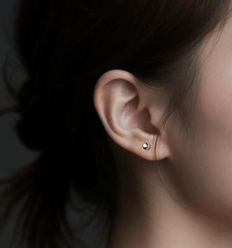 5 Pairs Small Ball Stud Earrings for Women and Men, Hypoallergenic Stainless Steel Round Ball Earrings Set for Sensitive Ears, Multiple Piercings Cartilage (3-7mm)