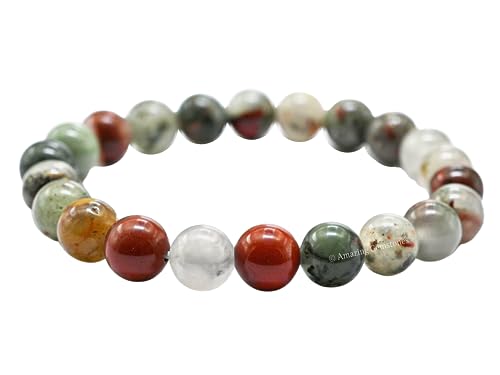 Amazing Gemstone African Bloodstone Crystal Bracelet for Women Men's Gifts - Protection Healing Crystal Bracelet - 8mm Gemstone Beaded Stretchable Bracelet Pulseras Para Hombres Mujer Stocking Stuffers Mothers Day Gift - color: African Bloodstone