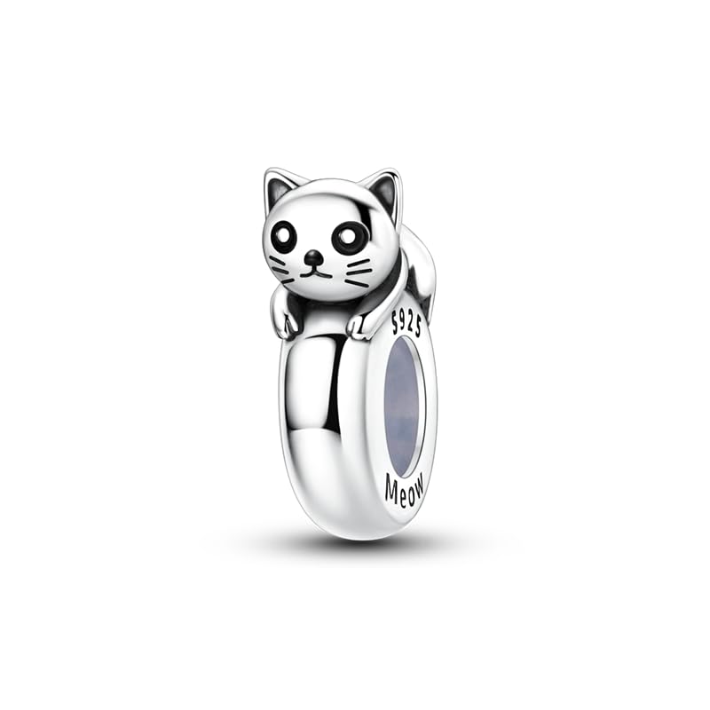 2pcs Stopper Spacer Beads for Pandora Bracelets, Sterling Silver Cross Ladybug Clip Spacer Charms For Bracelet DIY Jewelry Gift - color: Cat