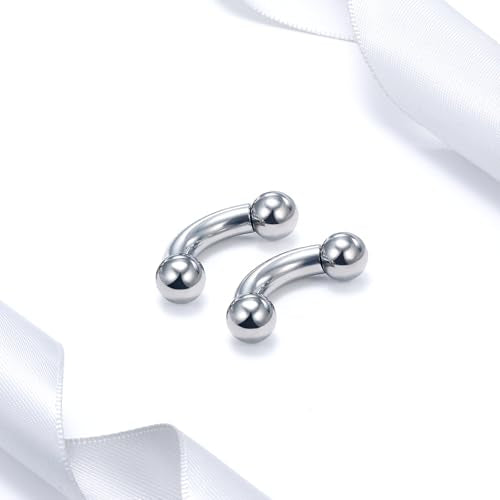 20G 18G 16G 14G 12G 8G 6G 4G 2G Astm F136 Titanium Internal Thread Eyebrow Piercing Jewelry Curved Barbell Vertical Labret Lip Daith Rook Earrings Navel Belly Button Ring Piercing Jewelry - style: 4G, 14MM Length, Ball