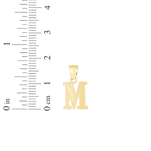 Floreo 10k Yellow Gold 0.45" Personalized Lighting Alphabet Letter A - Z Initial Charm Pendant with optional Extendable Chain Necklace - size: Pendant Only, style: - M -