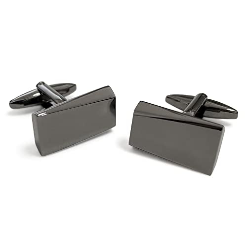 Cufflinks for Men, Stainless Steel Cuff Links Mens for Wedding Business Gifts, Silver, Black, Gold - color: Black
