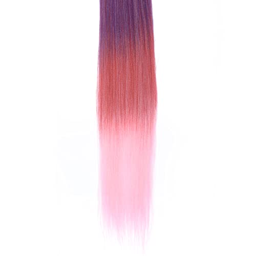 2 Pack Red Gradient 26 Inch Braid Ponytail Extension with Elastic Tie | Ponytail Extension with Elastic Tie Straight Sleek Wrap Around Braid Ponytail , Natural Soft Synthetic Hair Piece for Women - color: Red gradient#(Purple/Red/Pink), size: 26 Inch(Pack