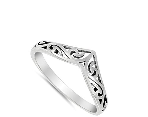 Filigree Celtic Chevron Thumb Ring 925 Sterling Silver Victorian Band Sizes 3-13