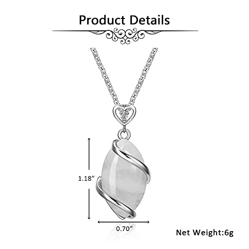 Jovivi Amethyst Rose Quartz Stone Necklace for Women Men, Full Wire Wrapped Natural Gemstone Reiki Healing Crystal Pendant Jewelry - color: Rose Quartz Crystal
