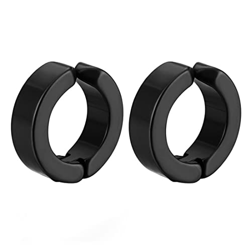 10 Pieces Non-Piercing Earrings Ear Clip Fake Ear Hoops for Men and Women Stainless Steel - color: 5 pairs black