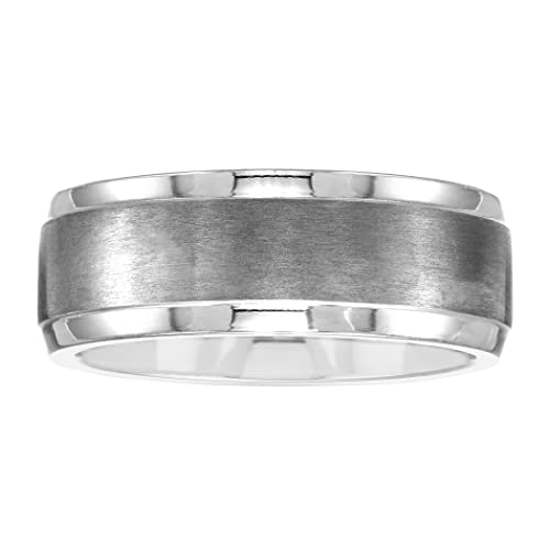 Boston Bay Diamonds Tantalum Comfort Fit Mens Wedding Band or Fashion Ring - 7mm & 8mm - Choice of Style - color: 8mm Brushed Matte Center