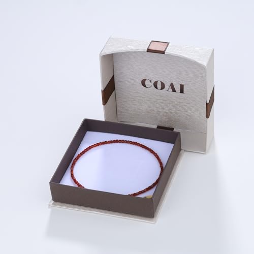 COAI Waterproof Anklet for Women, Square Crystal Beaded Anklet for Women, Red Carnelian/Turquoise/Lapis Lazuli - style: Red Carnelian