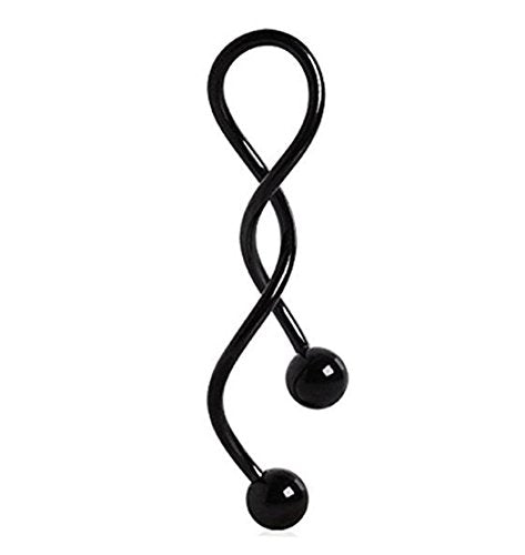 Kiokioa Spiral Twist Navel Ring 316L Surgical Steel Body Piercing Rings14g - color: Black