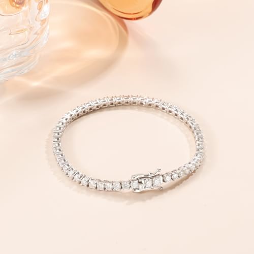 Gem's Beauty 925 Sterling Silver Tennis Bracelet Cubic Zirconia Silver Bracelets For Women 14k Gold Plated 6.5 inches-9 inches - color: 5MM, size: 9 inches