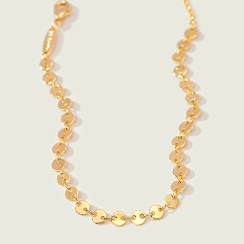 MEVECCO Dainty Chain Bracelets for Women, Layered and Charm Styles | 14K Gold Plated Brass, Select Cubic Zirconia Accents, Single and Multi-Row Structures for Refined Everyday Wristwear - style: Coin Chain