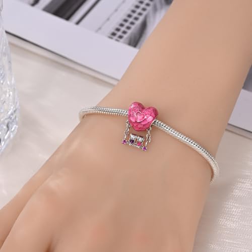 KUNSIR Charms Beads fits Pandora Charm bracelets for Woman 925 Sterling Silver Dangle Pendant Bead Jewelry Beads Gifts Happy Birthday Charms for Women Bracelet&Necklace - style: Sisters Love Swing Beads