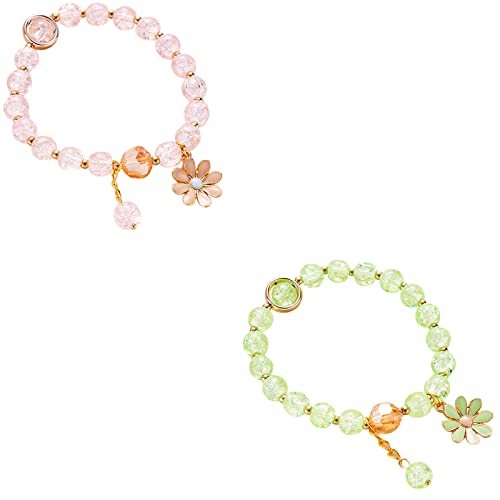 5 Pcs Colorful Flower Charm Bracelets Set Handmade Crystal Beaded Daisy Bracelets for Women Jewelry - color: I