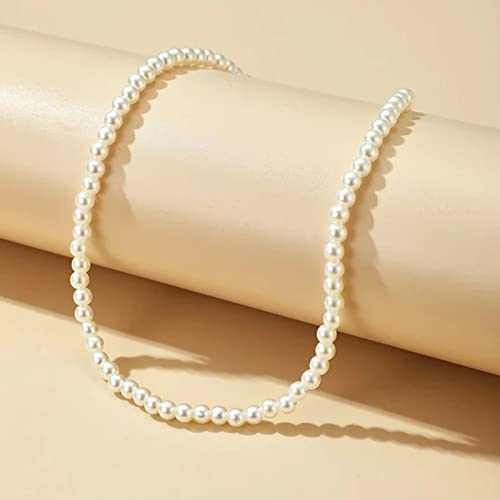 HERIER Gold Jewelry Set for Women - Dainty 14K Gold/Silver Plated Pearl Choker Necklace, Drop Earrings & Bracelets - Wedding Trendy Pearl Jewelry Gift - color: Pearl Necklace+Earrings-Silver
