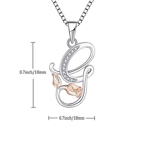 STARCHENIE Initial Necklace for Women Sterling Silver Letters 26 Alphabet Pendant Rose Flower Jewelry Gifts for Family Sisters Friend - color: G