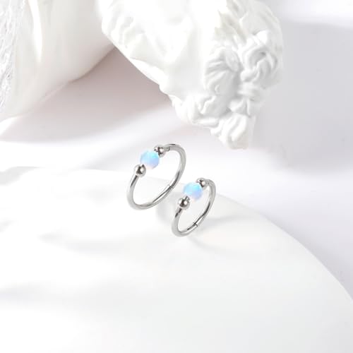 ONESING 9-40 Pcs Nose Rings - Hoops, Studs & L Shape - Hypoallergenic Stainless Steel Nose Piercings for Women & Men - color: White Opal-2Pcs