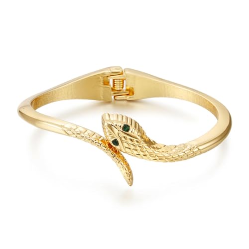 YBMYCM Wide Cuff Chunky Gold-Plated Open Bangle Bracelets for Women | Wrist gold Cuff Bracelets for Women as Gifts - color: green