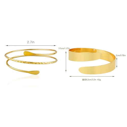 Harry and Henry Arm Cuff Gold Upper Arm Jewelry for Women Adjustable Open Cuff Bangle Bracelets Armband Jewelry Summer Outfits for Women 2026 - color: C:2Pcs Gold Arm Cuff