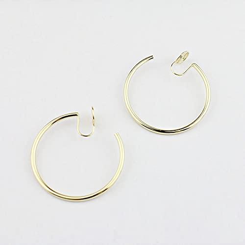 Clip On Hoop Earrings for Women Not Pierced Gold Silver Large Chnky Square Twisted Comfortable Coil Hoop Clip On Earrings - color: 30mm Hoop Gold