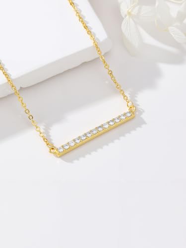 14K Gold Bar Necklace for Women,Gold Bar Pendant Necklace Simple Gold Necklace Non Tarnish Gold Necklace for Mom Minimalist Mothers Day Jewelry Mother's Birthday Christmas Valentine's Day Gifts for Mom Wife Women Her - style: Dainty Gold Bar