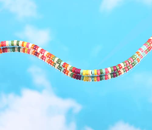 Aobei Pearl Gemstone Beaded Choker Necklace for Women Boho Turquoise/Cultured Freshwater Pearls/Garnet/Amazonite Jewelry - color: F Colorful Rainbow Clay Beads