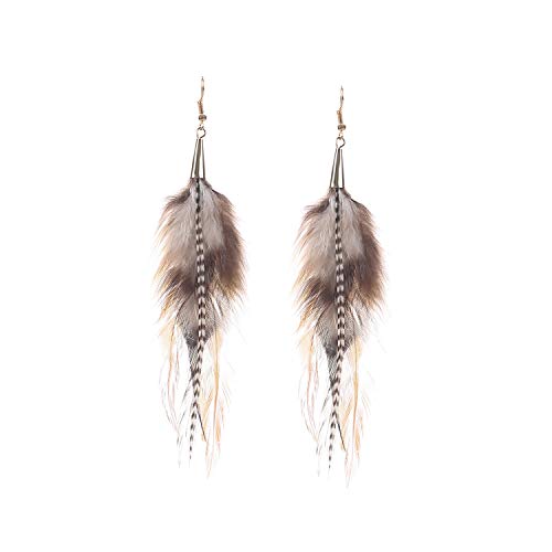 lureme Bohemian Multicolor Pheasant Feathers Dangle Earrings Handmade Natural Feather Earrings (er006314) - style: Style E