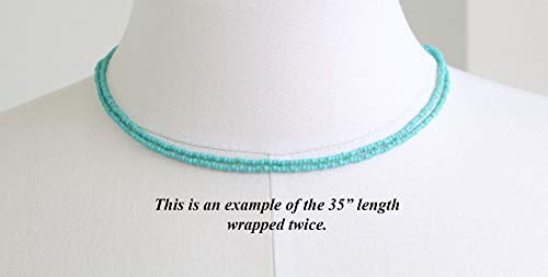 Kathy Bankston Handmade Matte Turquoise Seed Bead Necklace, Thin 1.5mm Single Strand