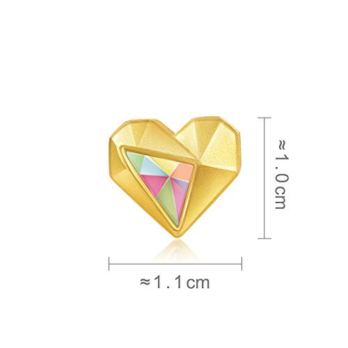 CHOW SANG SANG 999 24K Solid Gold Love Heart Mini Charm Bracelet for Women 91836C - size: 6.69 inches