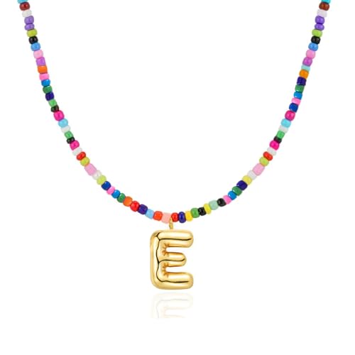Colorful Initial Necklaces Gifts for Girls Kids Teens, 6-18 Year Old Girl Birthday Gift Teen Girl Gifts Trendy Stuff Gold Bubble Letter Pendent Necklace Jewelry - style: E