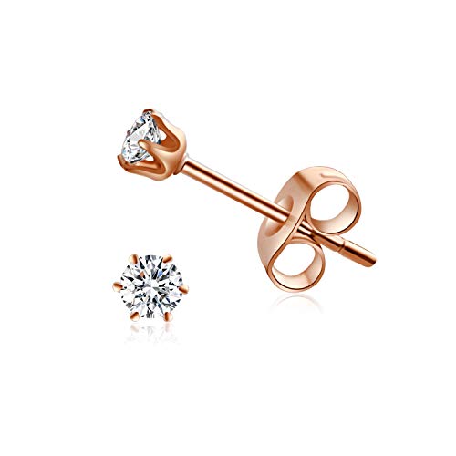 FOSIR 10 Pairs Tiny Womens Surgical Stainless Steel Clear Cubic Zirconia Stud Earrings, Hypoallergenic 316L Earrings Set - style: 3mm-6 pair-R