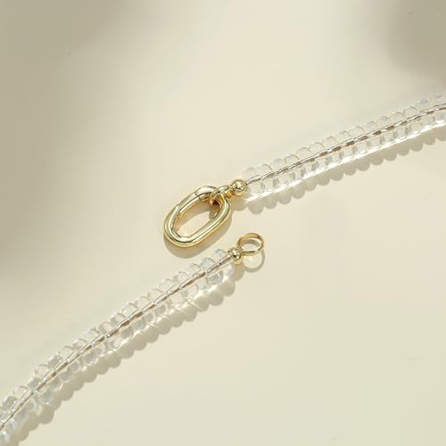 Joya Love Colorful Gemstone Beaded Necklaces For Women Trendy Rainbow Natural Stone Boho Handmade Stainless Steel Waterproof Strand Necklaces Jewelry For Women Gift - color: Translucent White