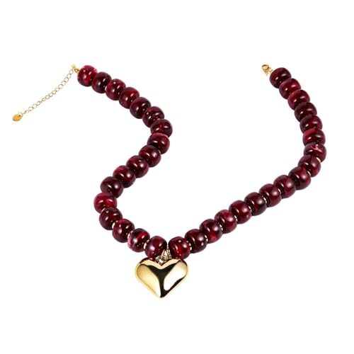 Fuqimanman2020 Resin Chunky Beaded Necklace Minimalistic Modern Statement Necklace for Women - color: F