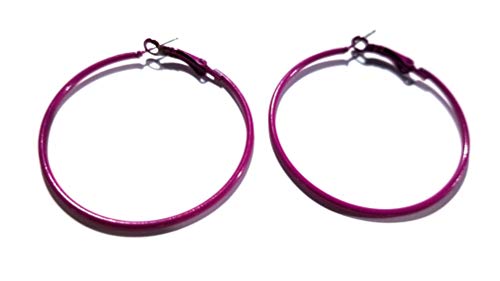 Medium Hoop Earrings Assorted Color Hoop Earrings 50mm 2 inch Hoops - style: Violet