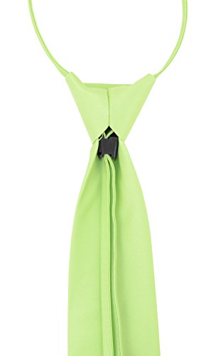 Vesuvio Napoli PreTied Men's Necktie Solid Color Mens Adjustable Zipper Neck Tie - color: Lime Green